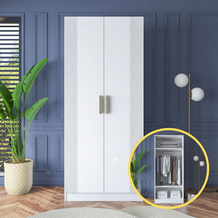 Hanah Home Armario Blanco con Puertas Recubiertas de Membrana Hanah Home Armario Blanco con Puertas Recubiertas de Membrana